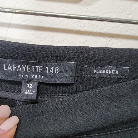 Lafayette 148 Bleeker Black Pants 12 Ankle Side Zip Slacks - Picture 6 of 7